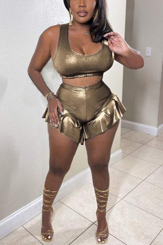 METALLIC TANK AND SHORTS SET