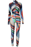 MESH GRAPHIC SHEER JUMPSUIT