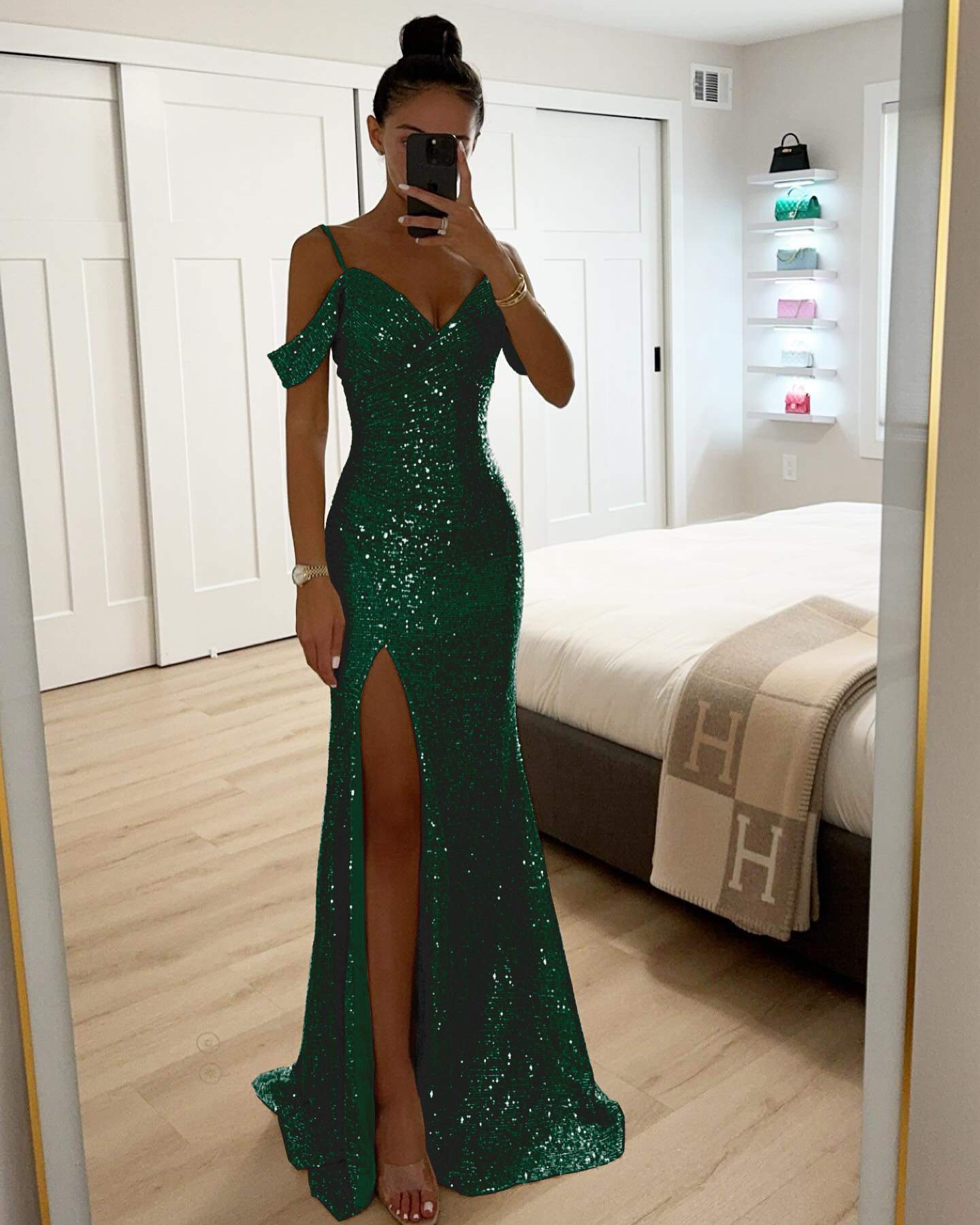SPRING SLING SEQUIN SPLIT DRESS INS LEISURE LOOSE PARTY DRESS