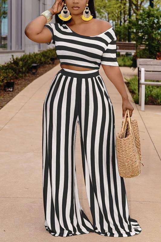 Stripes Tee And Pants Set