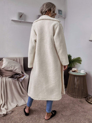 DOUBLE BUTTON LAPEL COLLAR TEDDY COAT