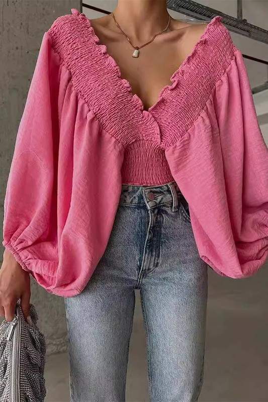 ROMANTIC FLAIR SMOCKED BLOUSE