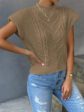 CUSTOM SPRING FASHION SWEATER OUTER WEAR TWIST HIGH COLLAR VEST WOMEN