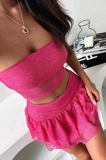 LACE BANDEAU SKIRT SET
