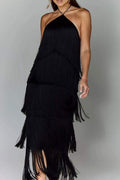 FRINGE HALTER MAXI DRESS