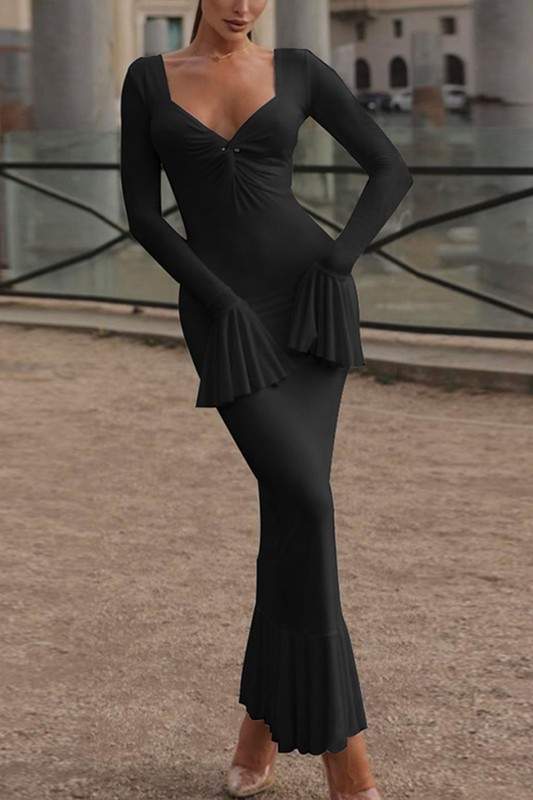 FLARED SLEEVE MERMAID DRESS