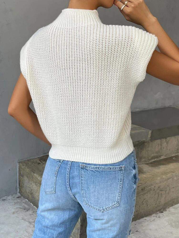 CUSTOM SPRING FASHION SWEATER OUTER WEAR TWIST HIGH COLLAR VEST WOMEN