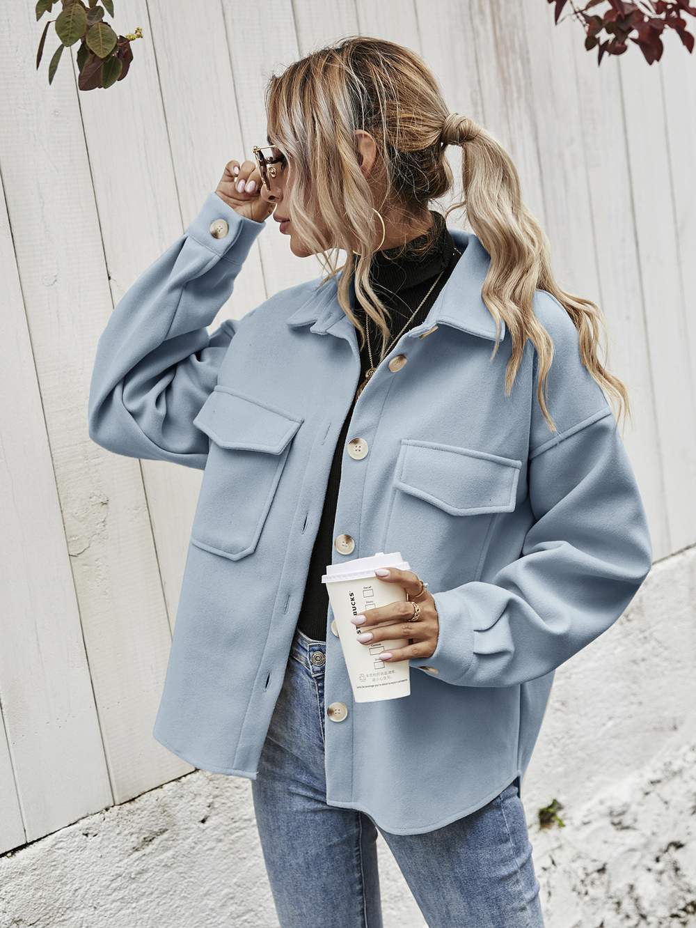 FLAP POCKET HIGH LOW HEM COAT