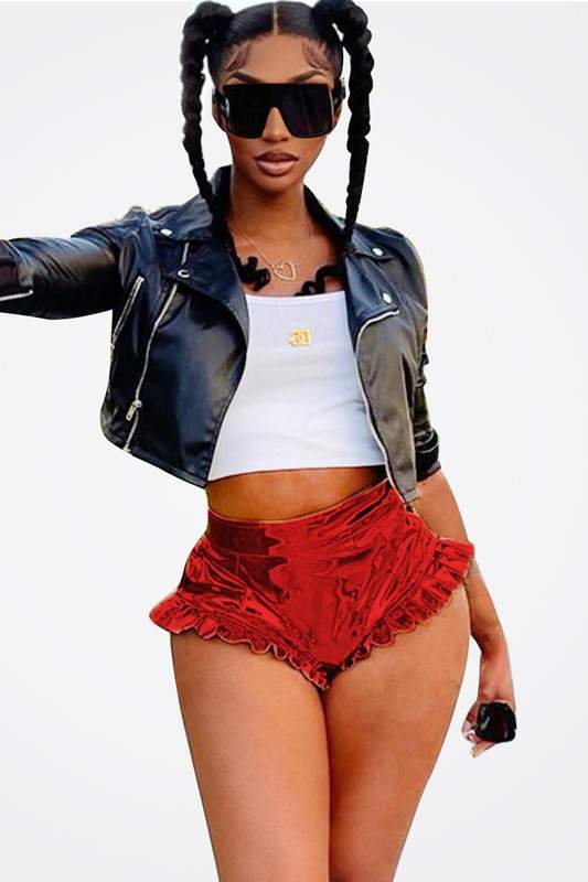 METALLIC RUFFLE HOT SHORT