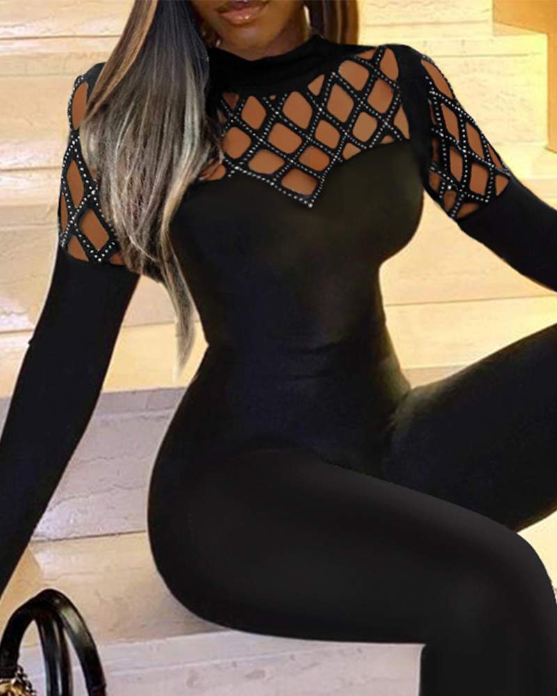 Form-Fitting Mesh Jumpsuit for Women