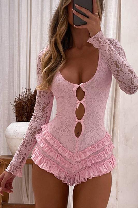 LACE SHEER ROMPER
