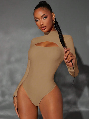 SXY MOCK NECK CUT OUT BODYSUIT CONCERT LONG SUMMER DRESS COQUETTE PROM DRESS SEXY DRESS VALENTINE DAY DRESS