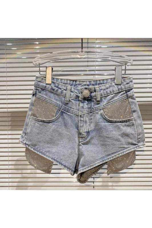 RHINESTONES DENIM SHORTS