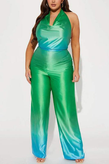 TIE DYE HALTER JUMPSUITS