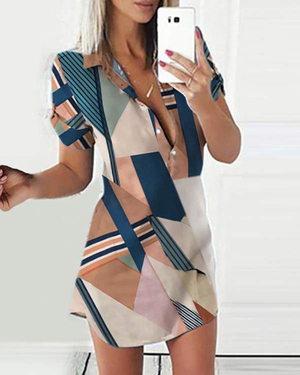 V-Neck Mini Dress, Lightweight Casual Dress