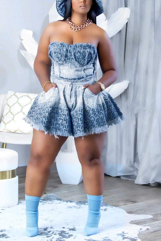 GRAPHIC DENIM TOP AND SHORTS SET