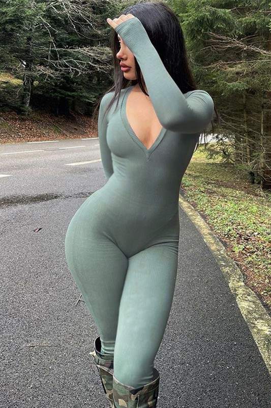 LONG SLEEVE BODYCON JUMPSUIT
