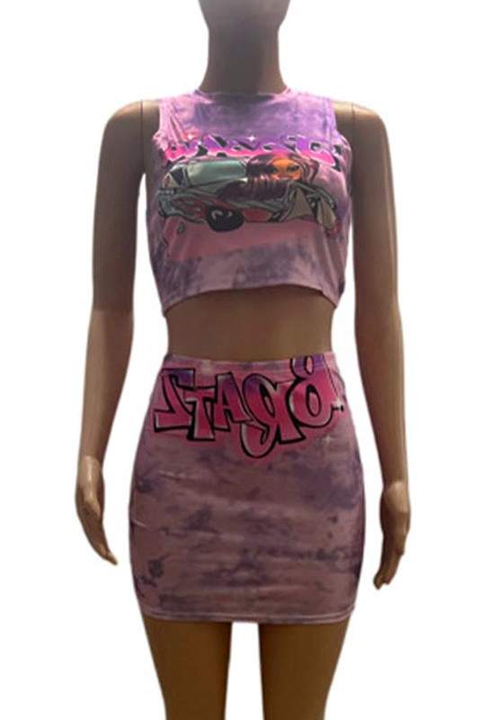 GRAPHIC TANK AND SKIRT SET