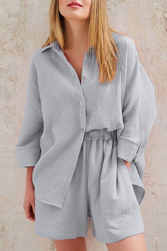 COTTON SHIRT AND SHORTS SET