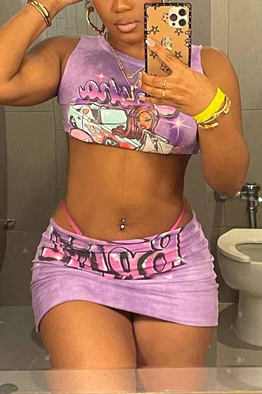 GRAPHIC TANK AND SKIRT SET