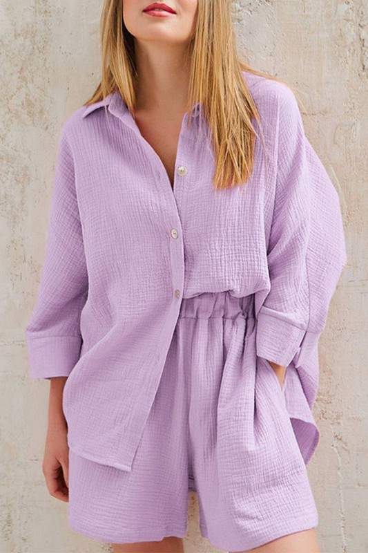 COTTON SHIRT AND SHORTS SET