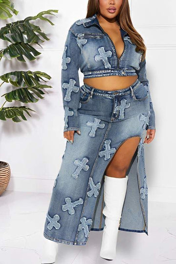 DENIM JACKET AND SKIRT SET