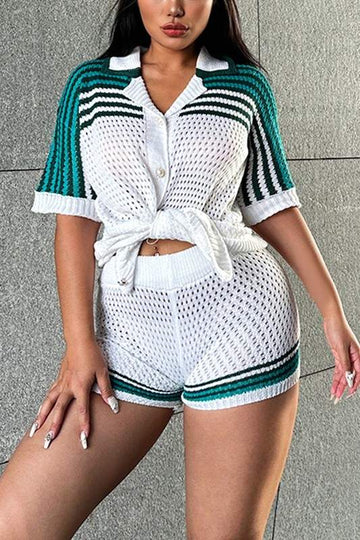 CROCHET SHIRT AND SHORTS SET