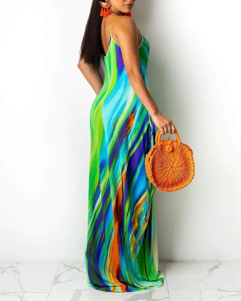 Colorful Maxi Dress: Spaghetti Strap Style