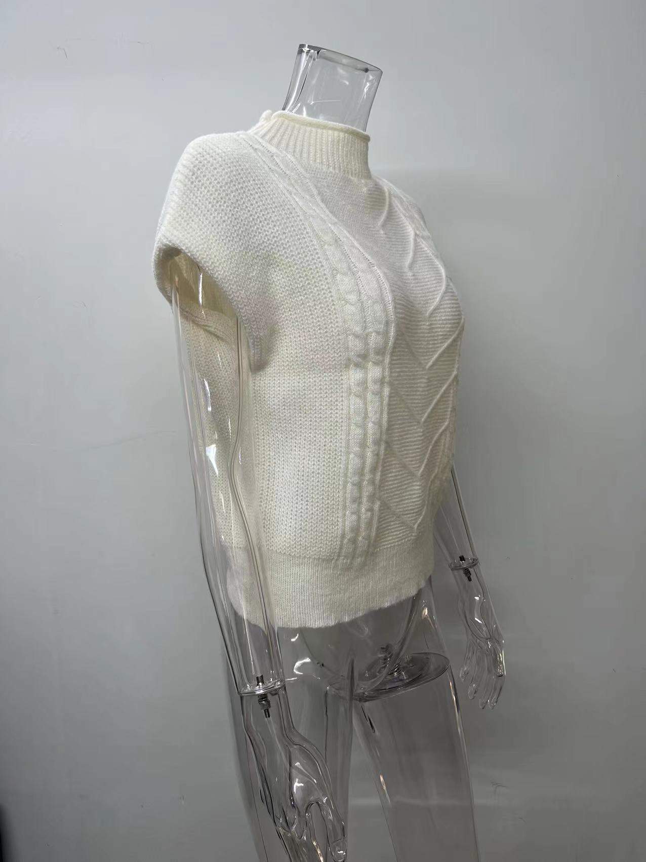 CUSTOM SPRING FASHION SWEATER OUTER WEAR TWIST HIGH COLLAR VEST WOMEN