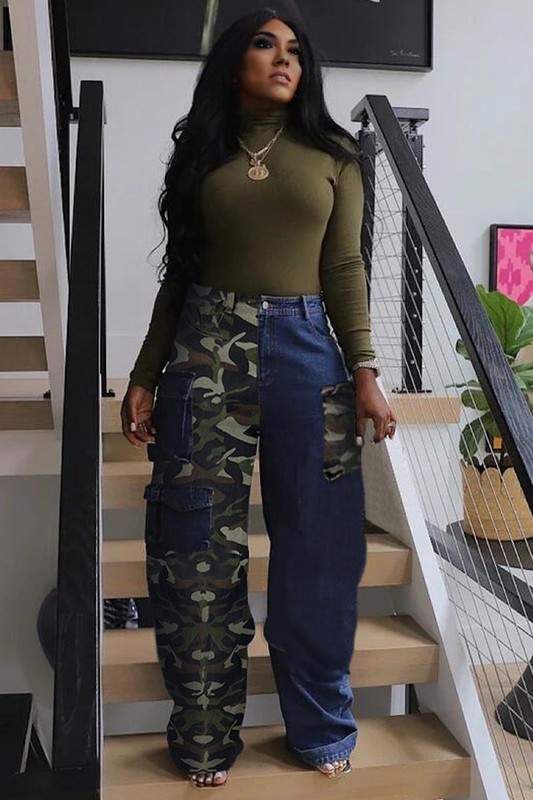 CAMO DENIM LONG PANTS