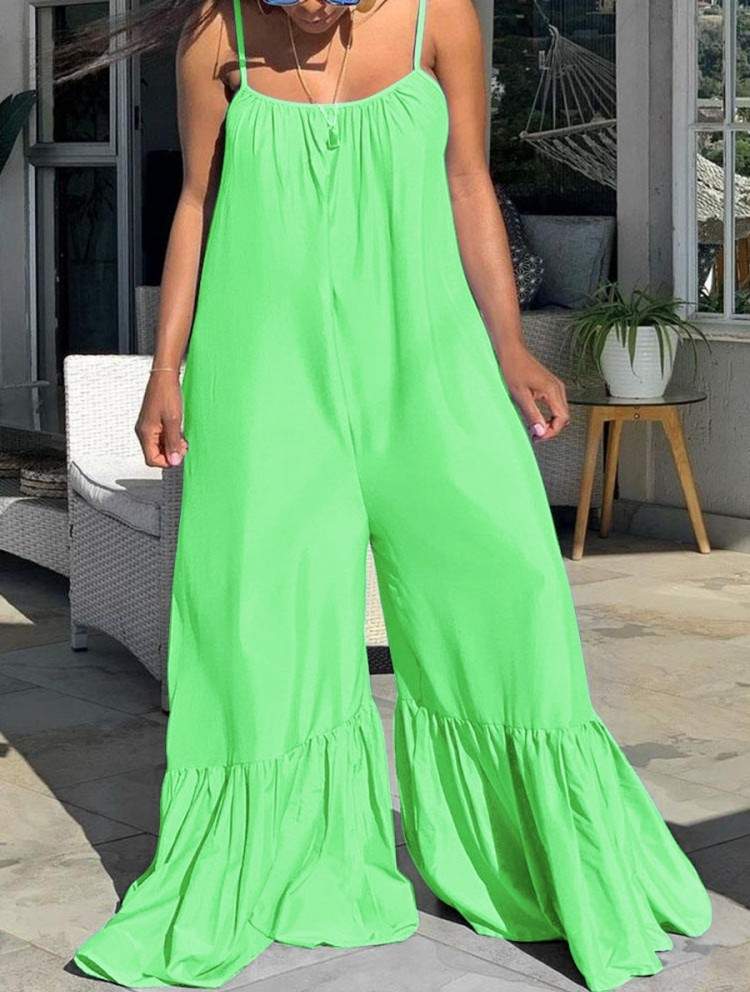 CASUAL LOOSE BACKLESS PURE COLOR WOMEN S JUMPSUIT