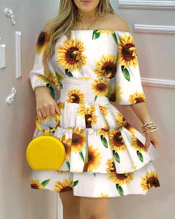 Cute Tropical Print Dress