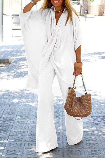 Beach Wear: Flowy Pants & Layered Top Set