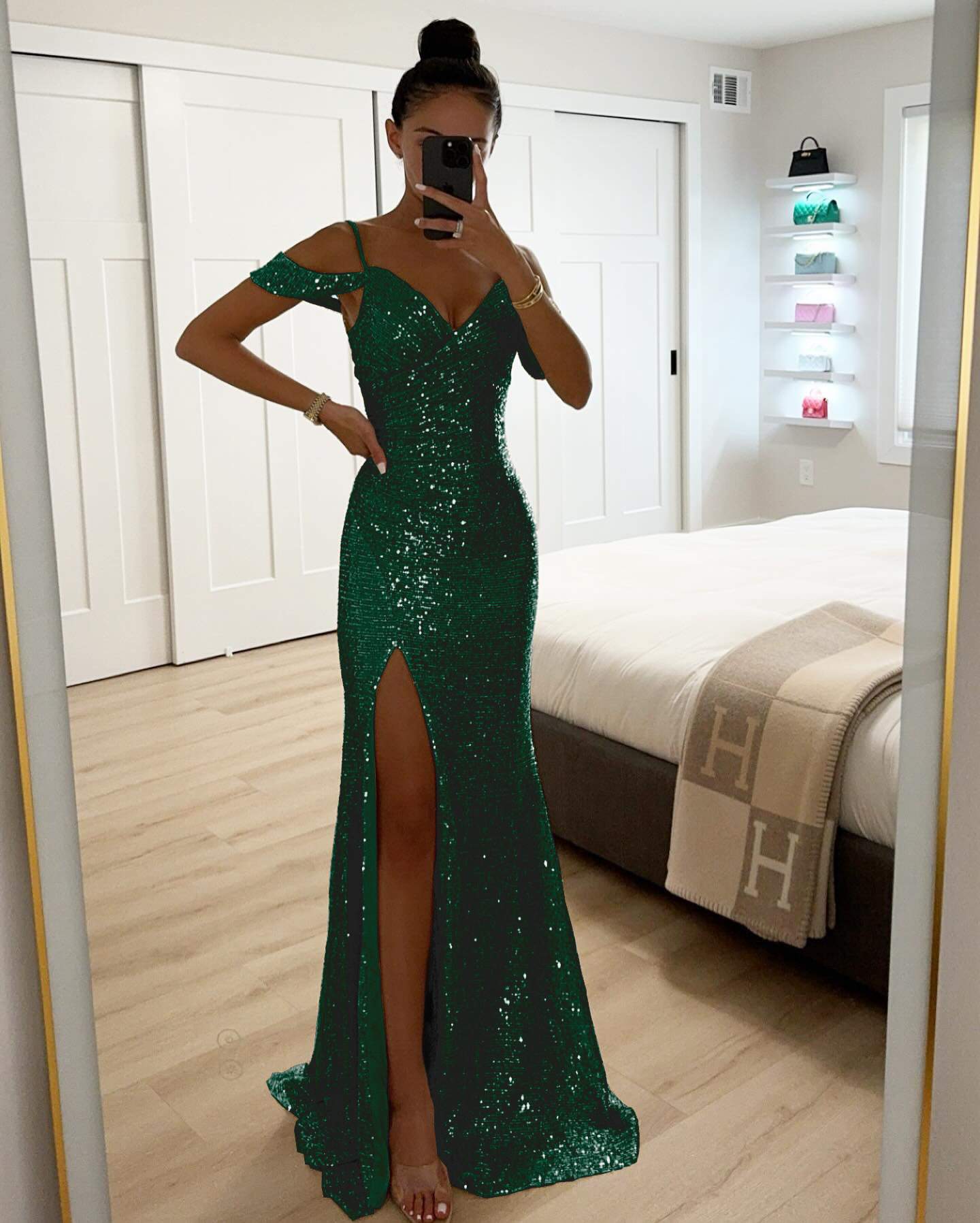 SPRING SLING SEQUIN SPLIT DRESS INS LEISURE LOOSE PARTY DRESS
