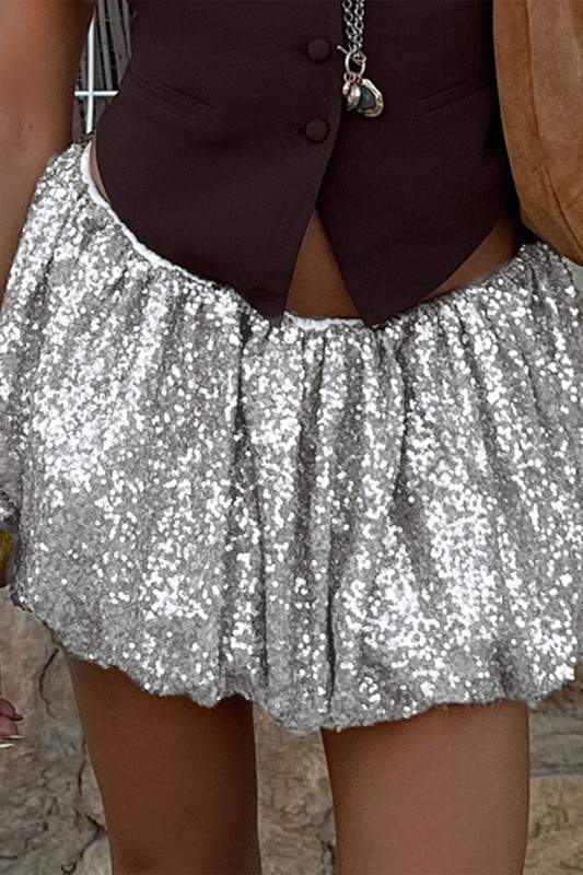 SEQUINED BUBBLE MINI SKIRT