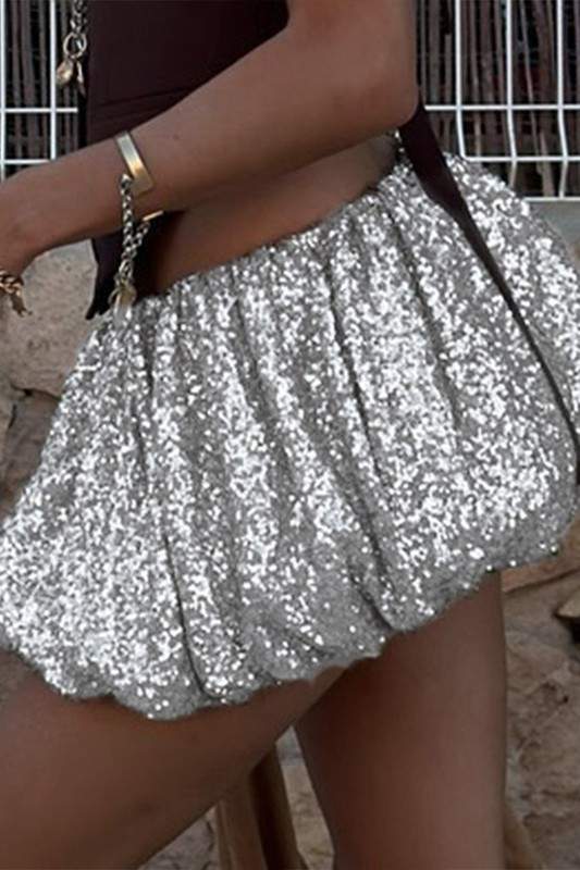 SEQUINED BUBBLE MINI SKIRT