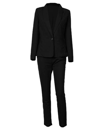 LAPEL NECK BLAZER COAT DRAWSTRING PANTS SET