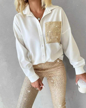 SEQUIN LONG SLEEVE TOP PANT SETS
