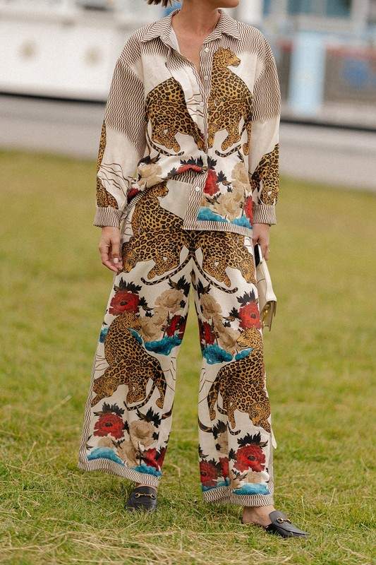 LEOPARD FLORAL TOP PANTS SET
