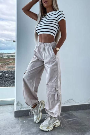 DRAWSTRING BAGGY CARGO PANTS