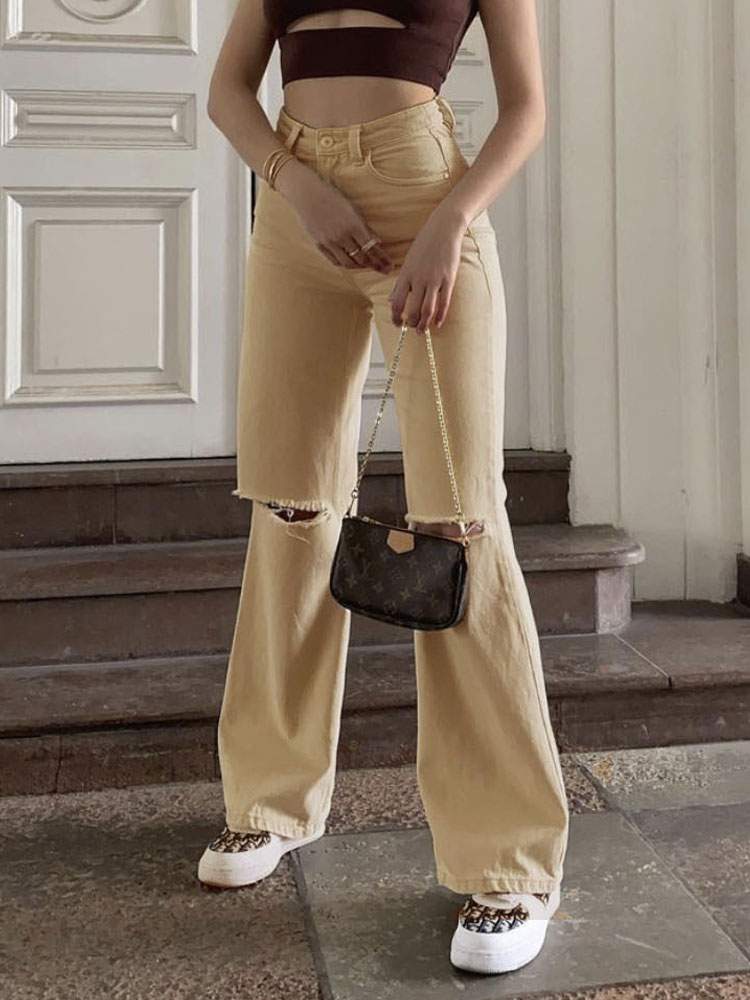 Premium Quality Denim Wide-Leg Pants Set