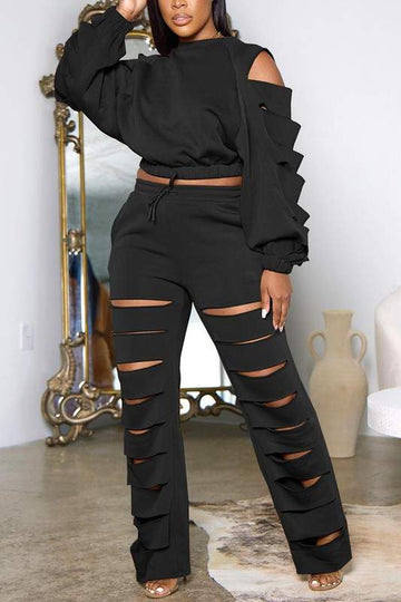 Trendy Cut-Out Jogger Set for Women