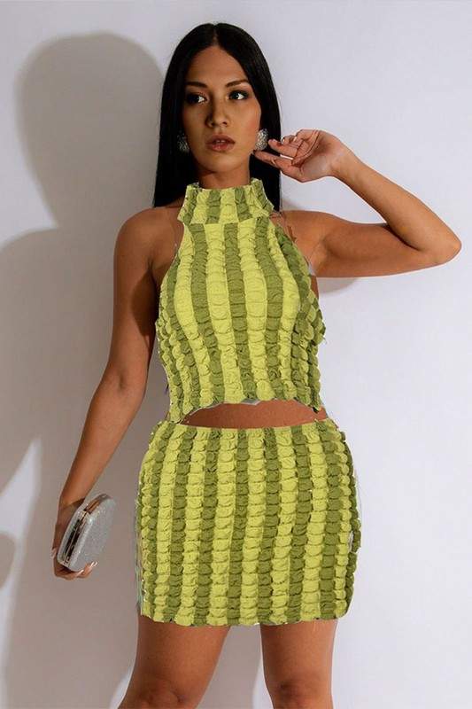 Comfortable Fit, Striped Halterneck and Skirt