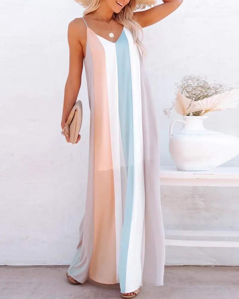 Casual Spaghetti Strap Maxi Dress