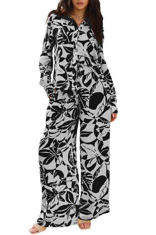 MONOCHROME FLORAL JUMPSUIT