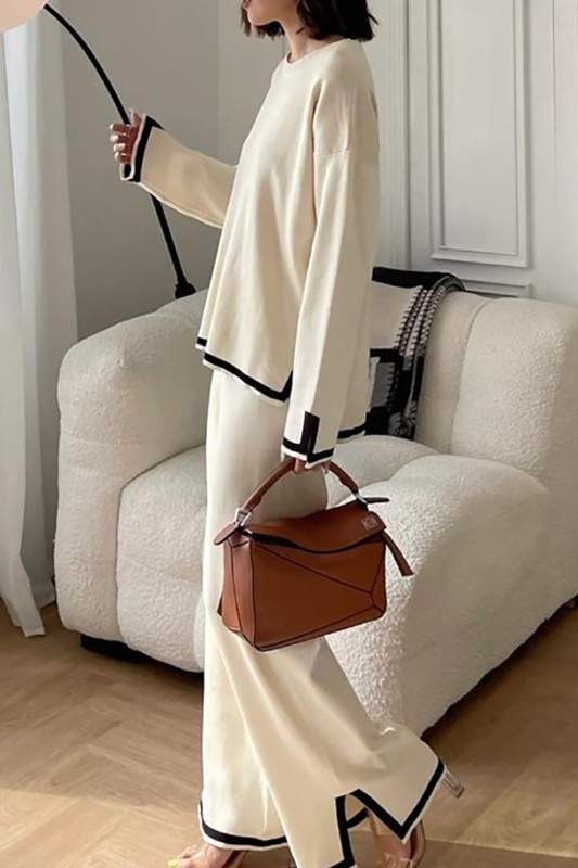 LONG SLEEVES AND WIDE LEG PANTS MATCHING SET