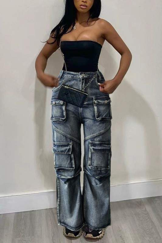 DENIM CARGO JEANS