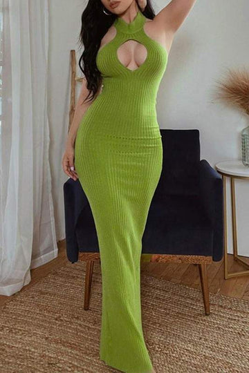 HALTER BODYCON LONG DRESS