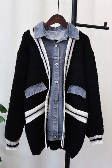 DENIM SPLICING SWEATER