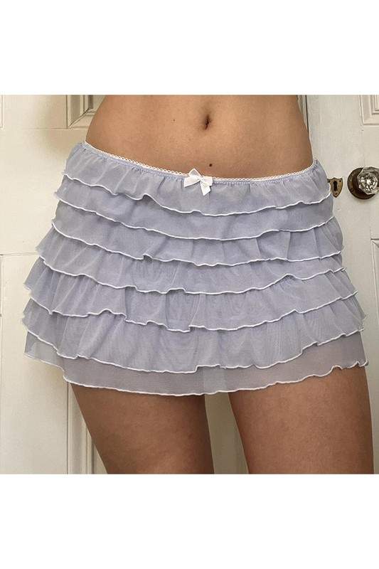 MESH RUFFLE MINI SKIRT